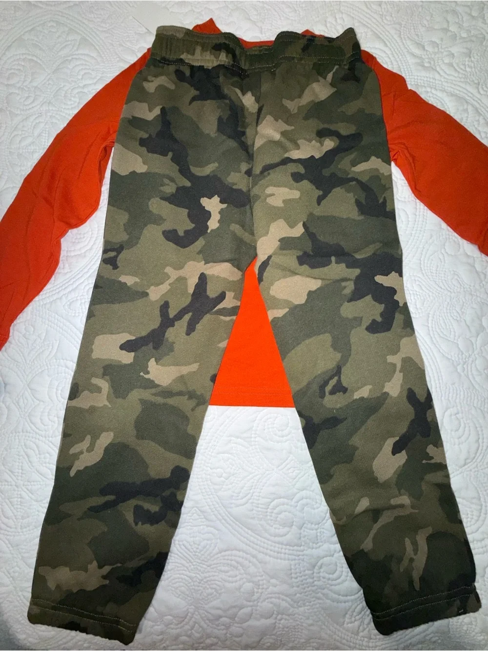 Under Armour Boys Orange Tee with Green Camo Joggers